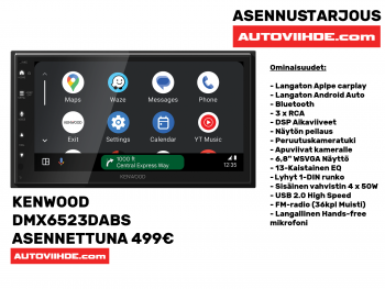 Asennustarjous Kenwood DMX6523DABS Asennettuna 499€