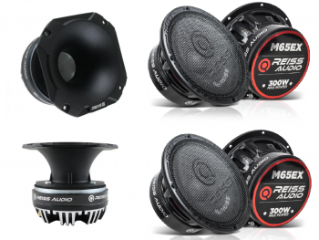 Reiss Audio 4 x 6.5" PA-Kaiutinpaketti SPL 1800W - alumiiniset kompressiodiskantit torvella ja 6.5 keskiäänet