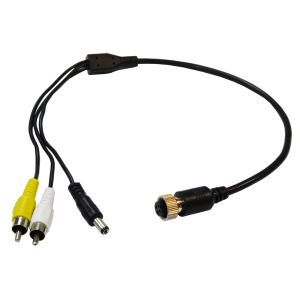 Universaali 4PIN liitoskaapeli 2xRCA – 5.5mm DC uros virtaplugi