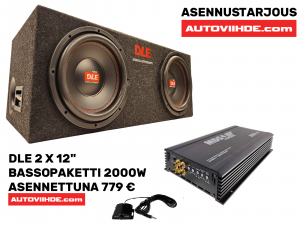 Nyt 2 x 12" Bassopaketti asennettuna autoon etuhintaan 779€. Varaa aika bassopaketin asennukseen nyt ja hyödynnä tarjoushinta