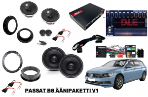 VW Passat B8 Äänipaketti V1 DSP & Autokaiuttimet etu- ja takaoviin pakettihinnalla