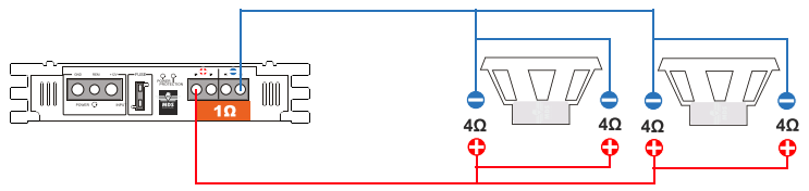 kahden subbarin kytkentä 1 ohm